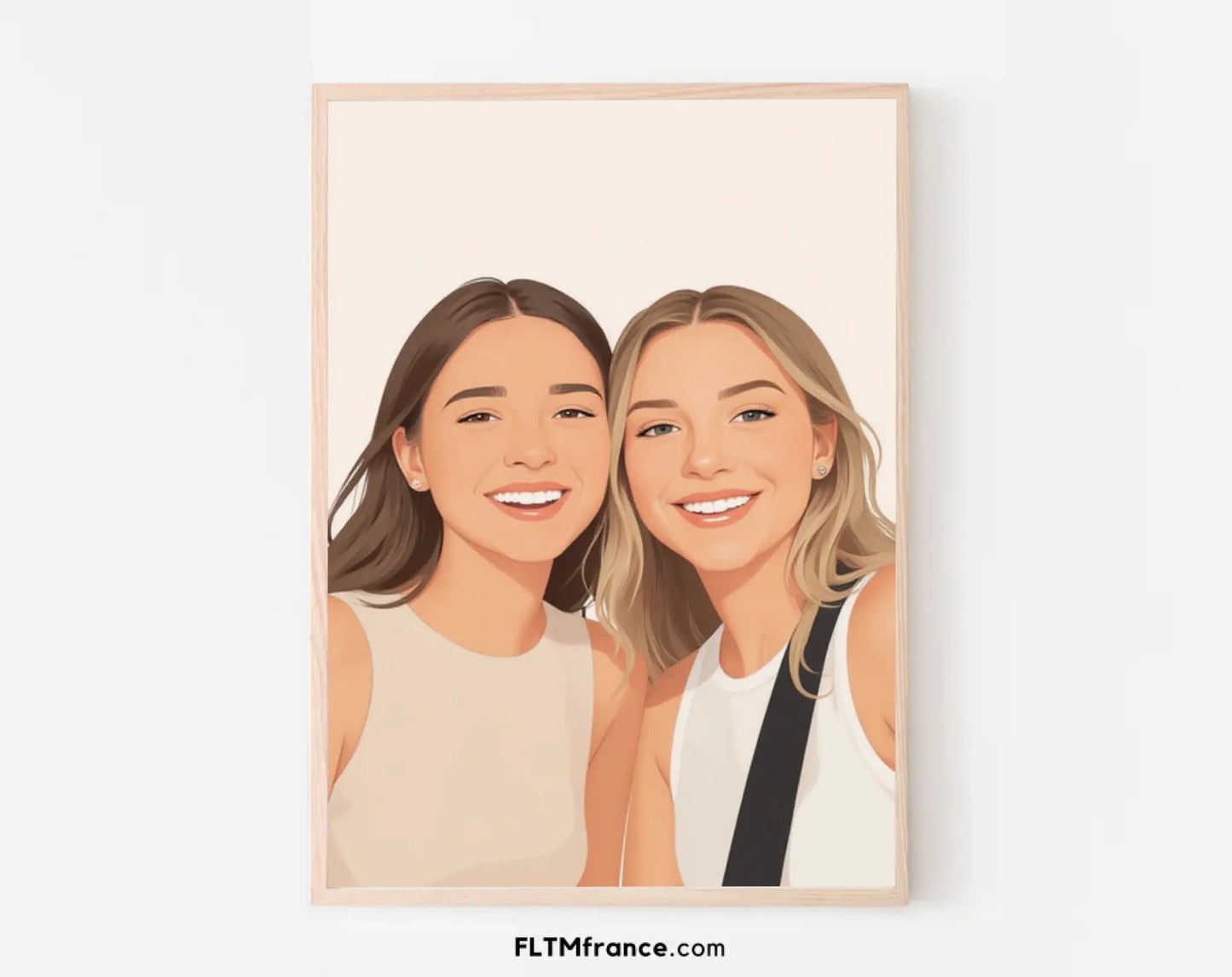 Affiche personnalisée dessin réaliste meilleur ami – Portrait digital illustration illustration FLTM