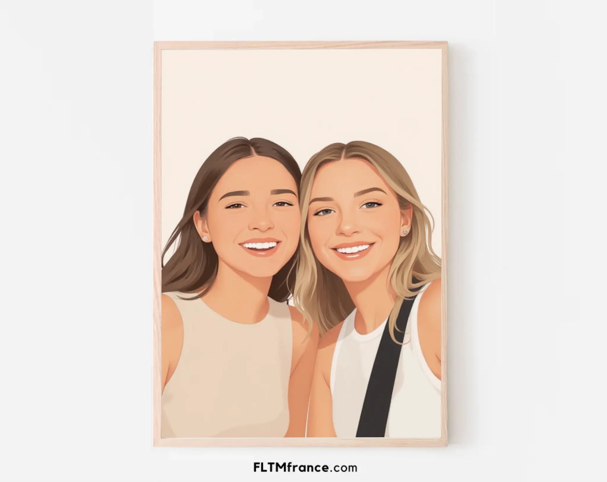 Affiche personnalisée dessin réaliste meilleur ami – Portrait digital illustration illustration FLTM