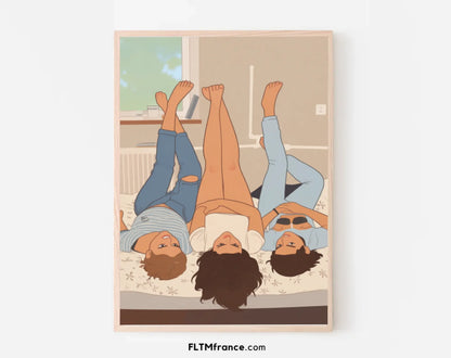 Affiche personnalisée dessin réaliste meilleur ami – Portrait digital illustration illustration FLTM