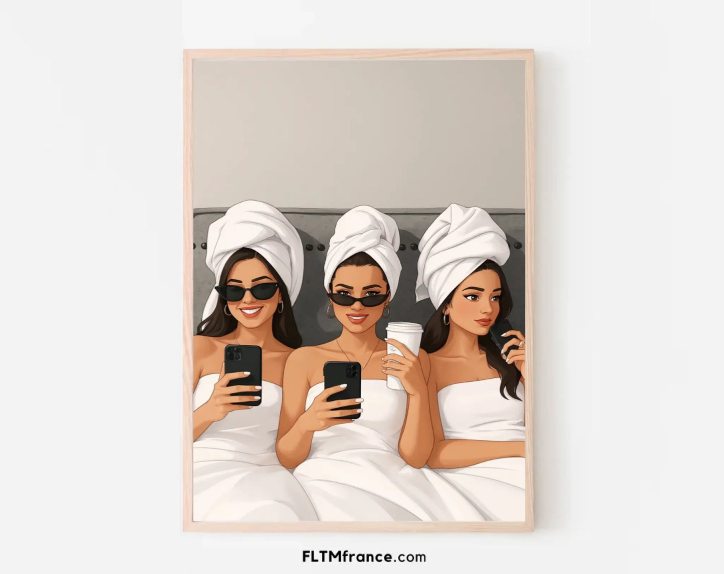 Affiche personnalisée dessin réaliste meilleure amie – Portrait digital illustration FLTM