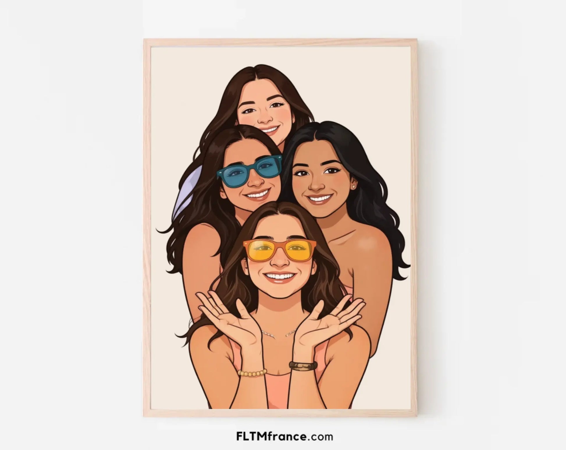 Affiche personnalisée dessin réaliste meilleure amie – Portrait digital illustration FLTM