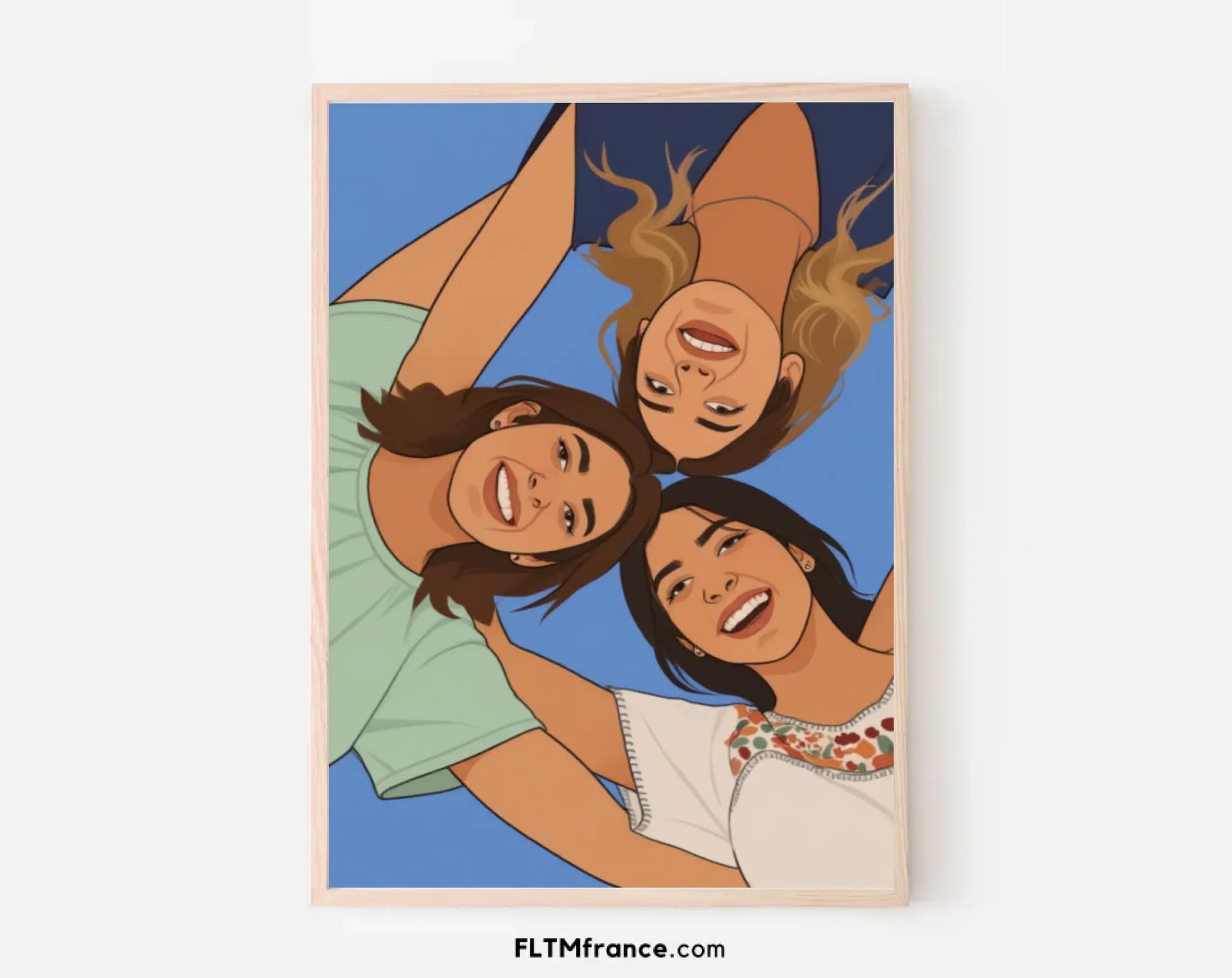 Affiche personnalisée dessin réaliste meilleure amie – Portrait digital illustration FLTM