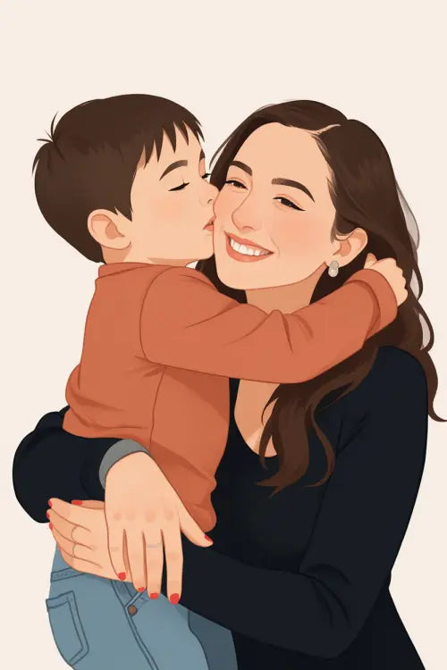 Affiche personnalisée dessin réaliste parrain et marraine – Portrait digital illustration FLTM