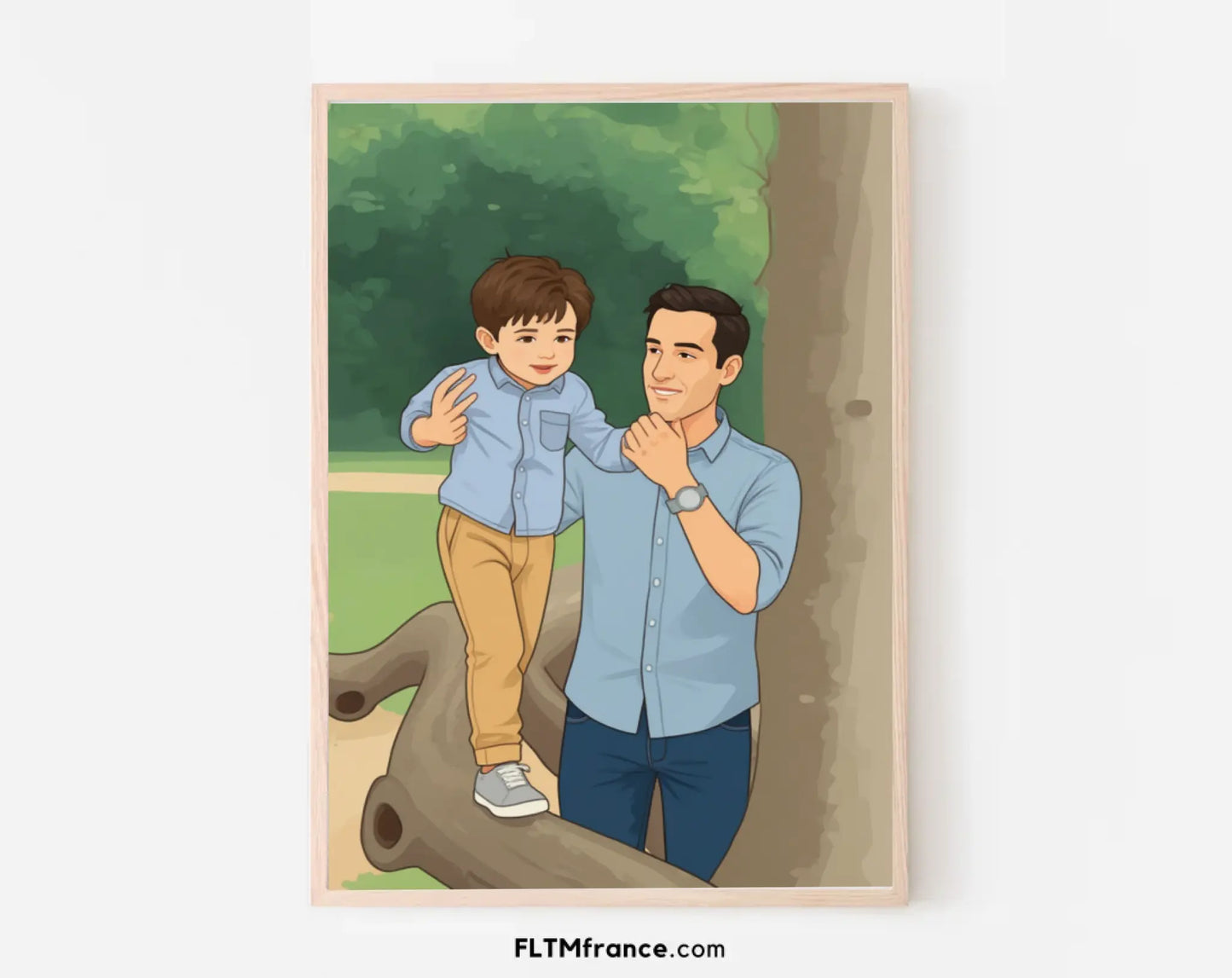 Affiche personnalisée dessin réaliste parrain et marraine – Portrait digital illustration FLTM