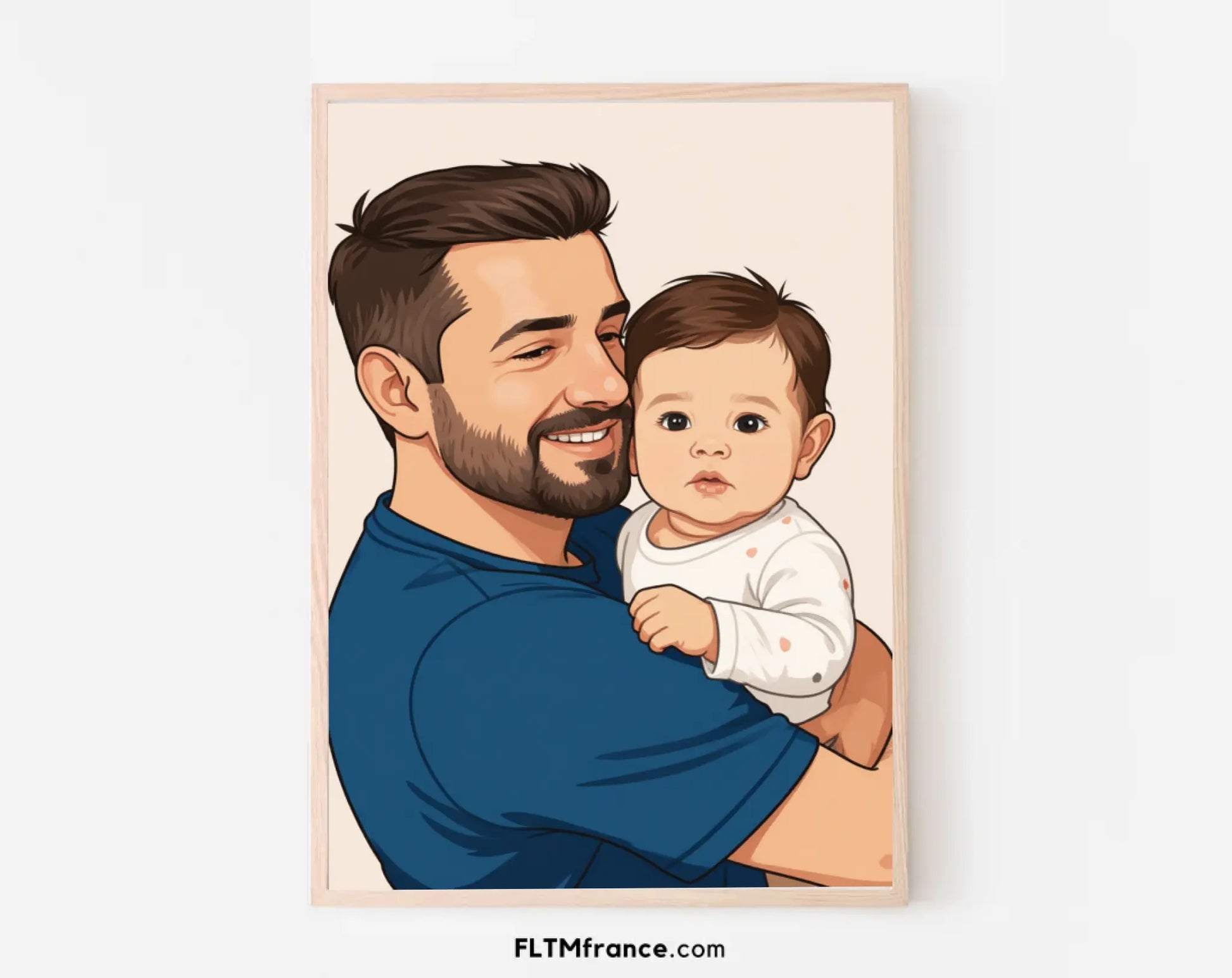 Affiche personnalisée dessin réaliste parrain et marraine – Portrait digital illustration FLTM