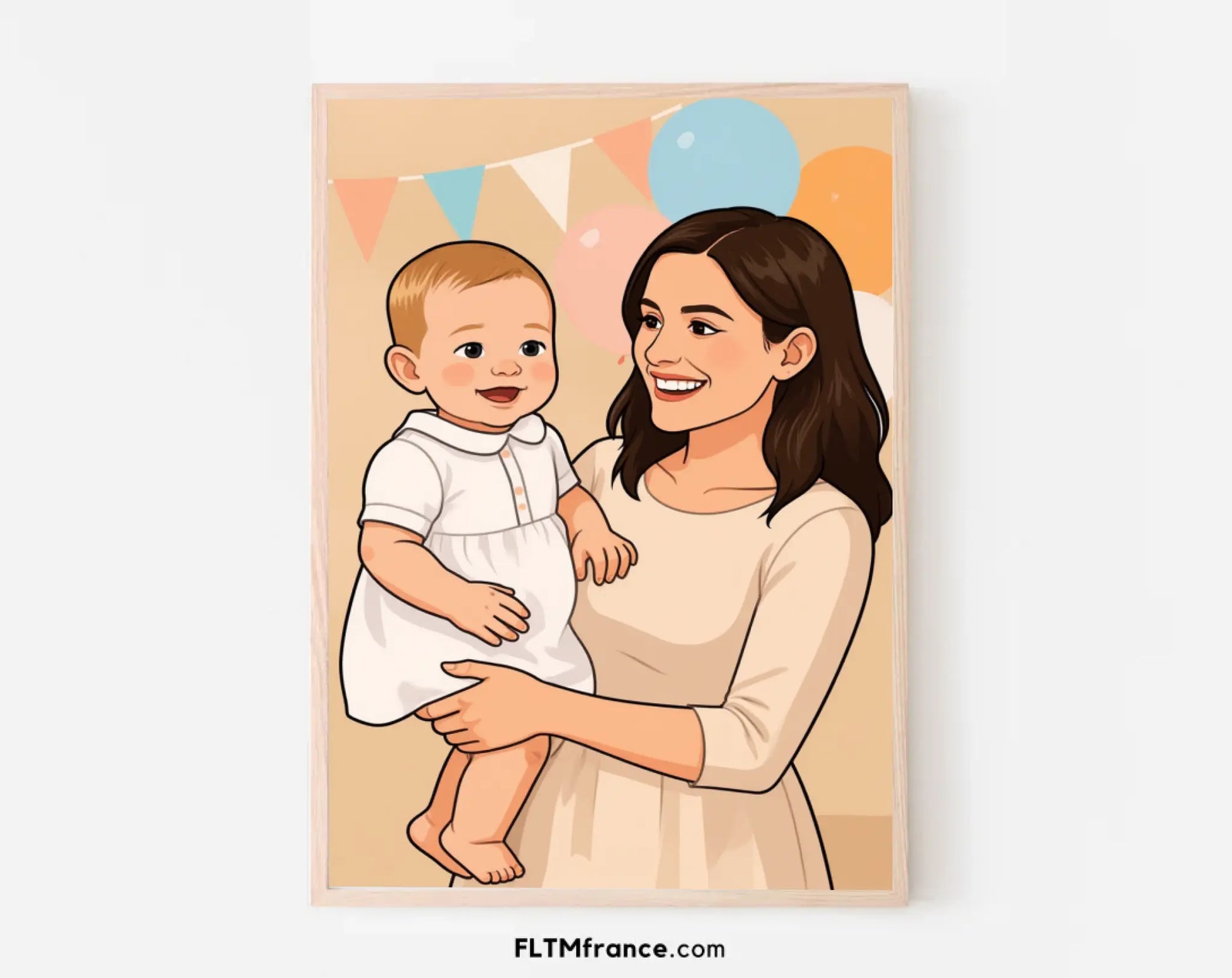 Affiche personnalisée dessin réaliste parrain et marraine – Portrait digital illustration FLTM