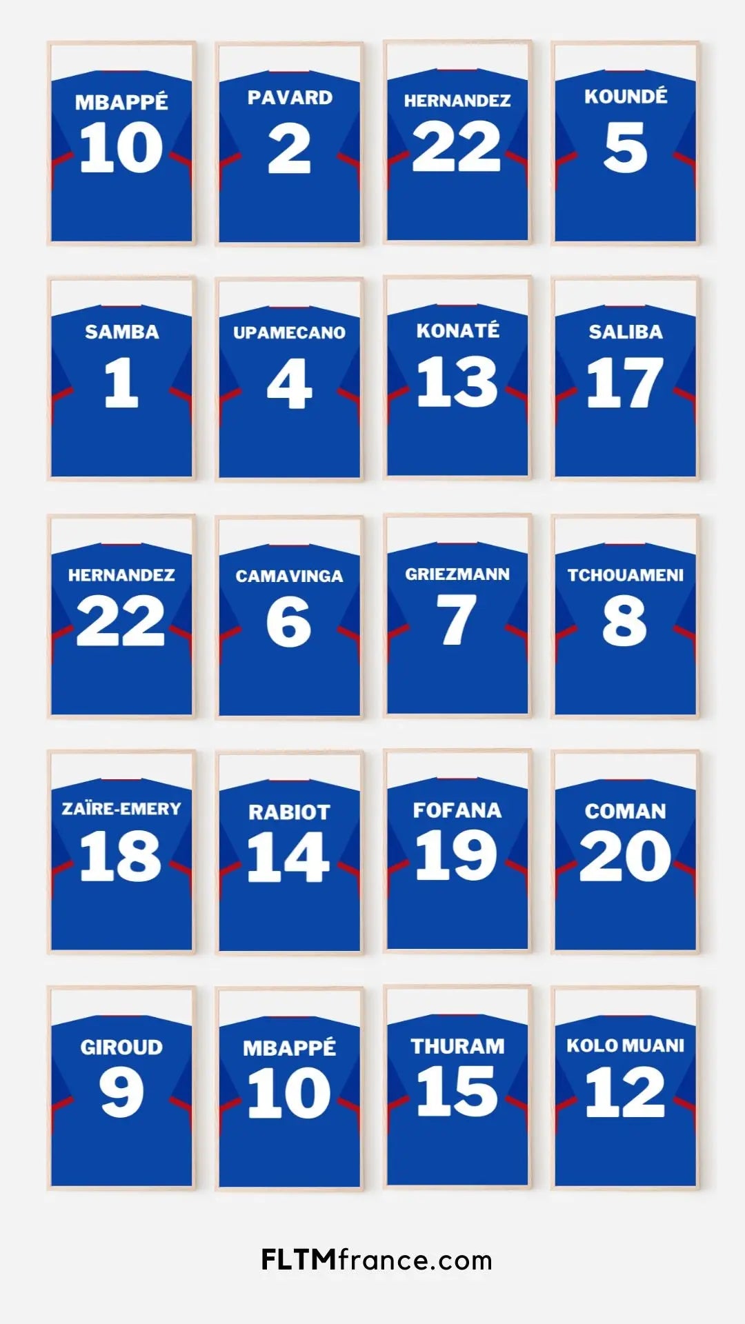 Affiche personnalisée équipe de France euro 2024 avec prénom et numéro - Maillot de foot FLTMfrance