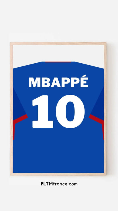 Affiche personnalisée équipe de France euro 2024 avec prénom et numéro - Maillot de foot FLTMfrance