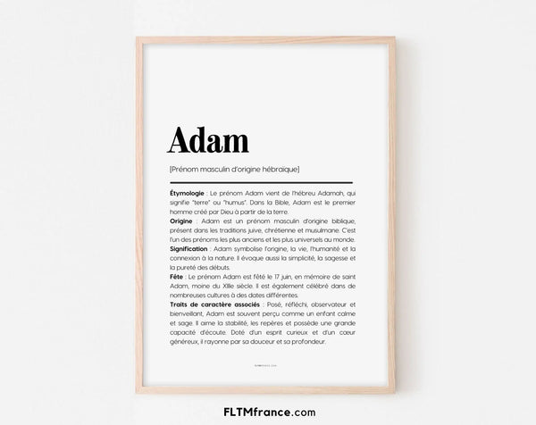 Affiche prénom Adam à imprimer