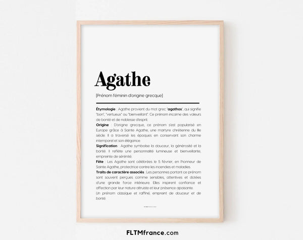 Affiche prénom Agathe à imprimer