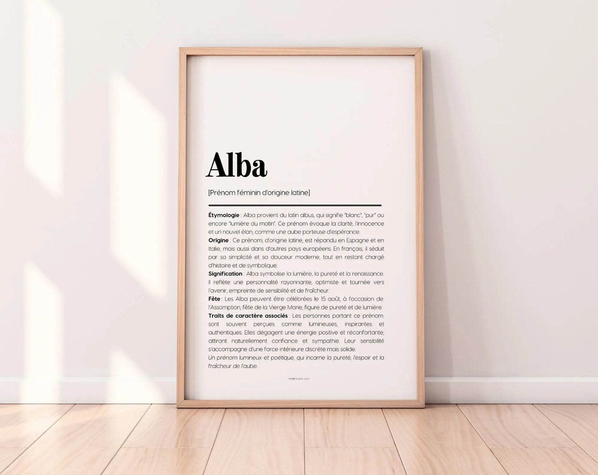 Affiche prénom Alba à imprimer FLTM