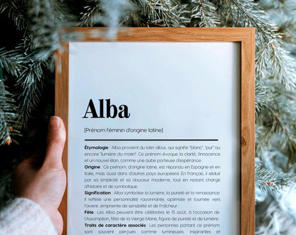 Affiche prénom Alba à imprimer FLTM