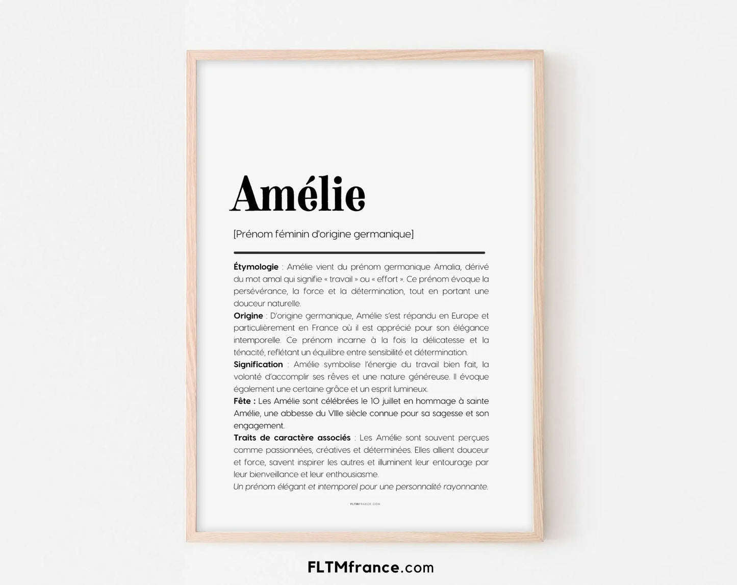 Affiche prénom Amélie à imprimer FLTM
