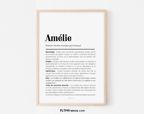 Affiche prénom Amélie à imprimer