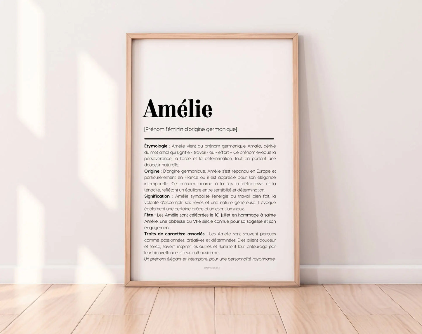 Affiche prénom Amélie à imprimer FLTM