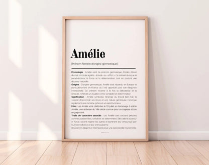 Affiche prénom Amélie à imprimer FLTM