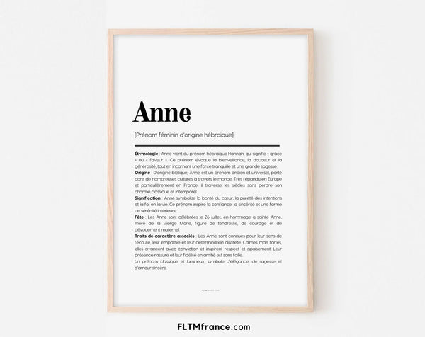 Affiche prénom Anne à imprimer
