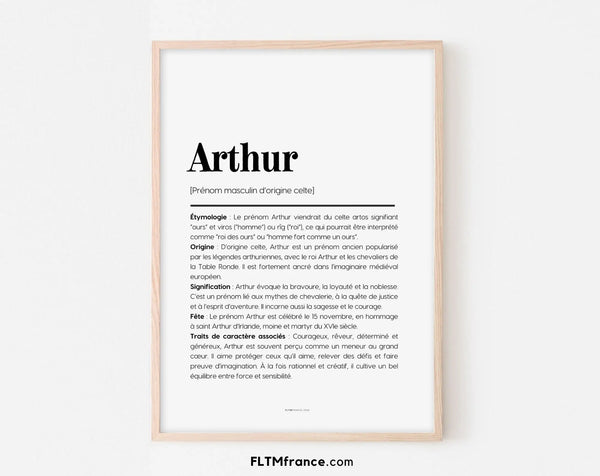 Affiche prénom Arthur à imprimer