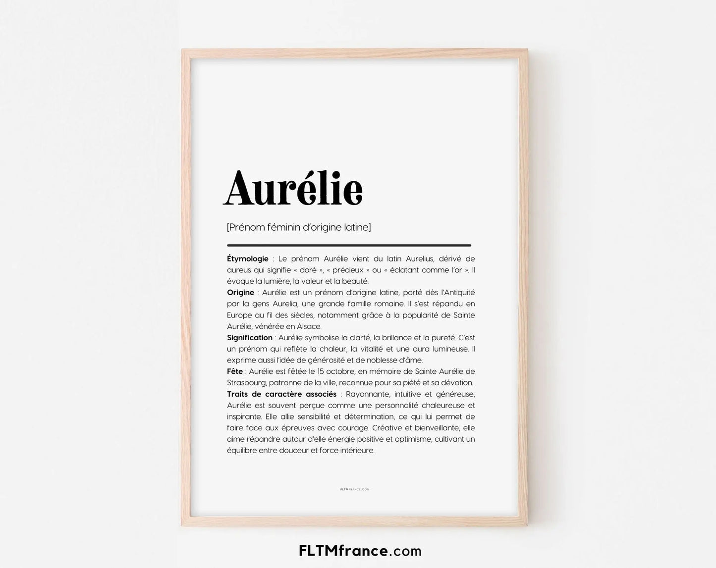 Affiche prénom Aurélie à imprimer FLTM