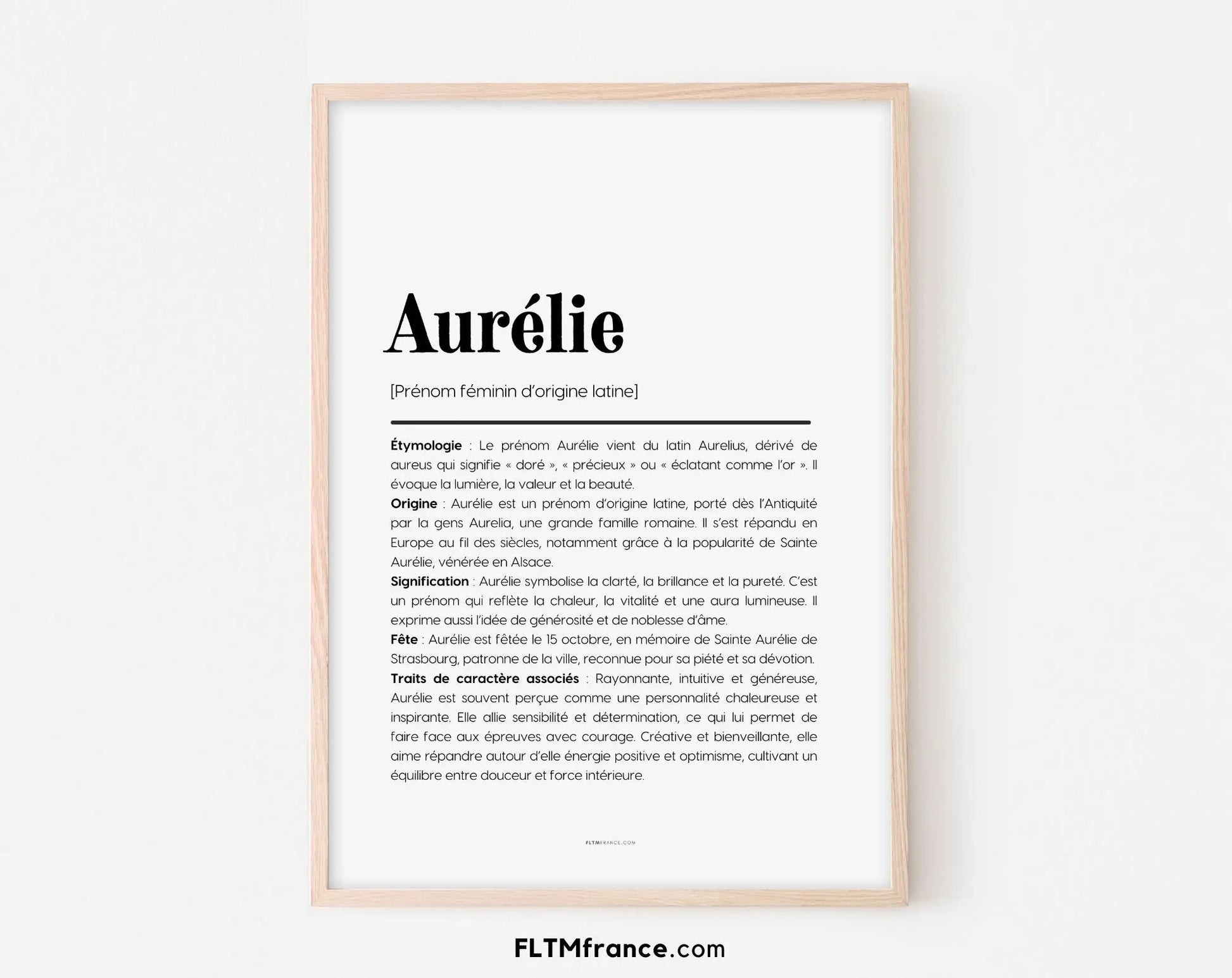Affiche prénom Aurélie à imprimer FLTM