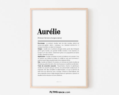 Affiche prénom Aurélie à imprimer FLTM
