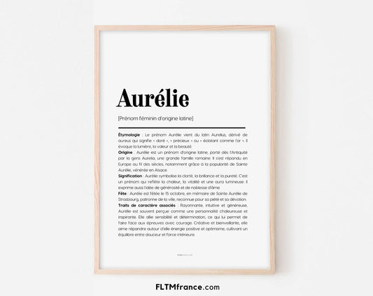 Affiche prénom Aurélie à imprimer FLTM