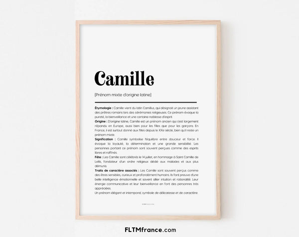 Affiche prénom Camille à imprimer