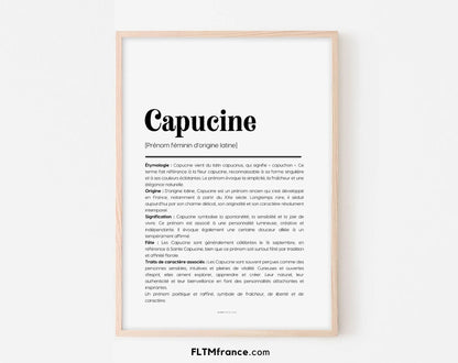 Affiche prénom Capucine à imprimer FLTM