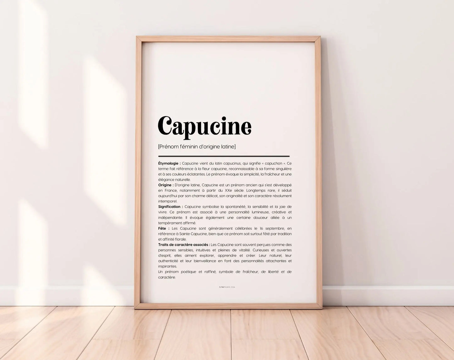 Affiche prénom Capucine à imprimer FLTM