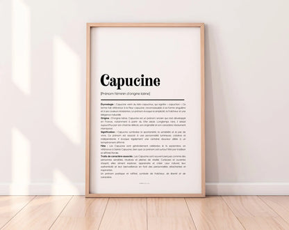 Affiche prénom Capucine à imprimer FLTM
