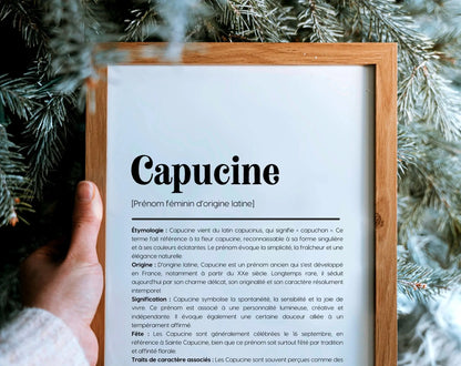Affiche prénom Capucine à imprimer FLTM