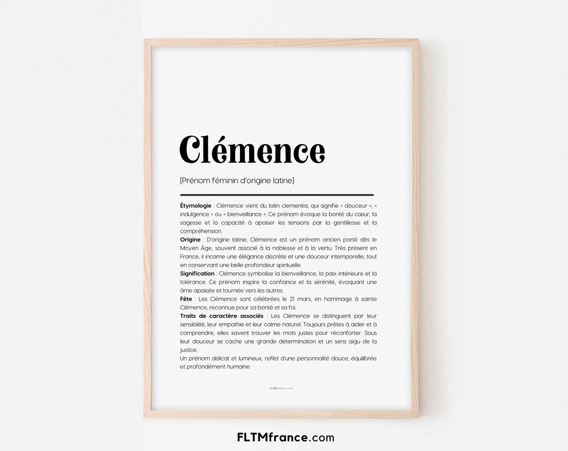 Affiche prénom Clémence à imprimer FLTM