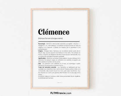 Affiche prénom Clémence à imprimer FLTM