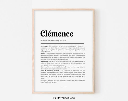 Affiche prénom Clémence à imprimer FLTM