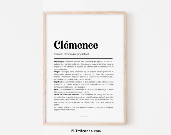 Affiche prénom Clémence à imprimer