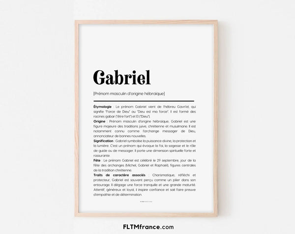 Affiche prénom Gabriel à imprimer