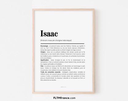 Affiche prénom Isaac à imprimer FLTM
