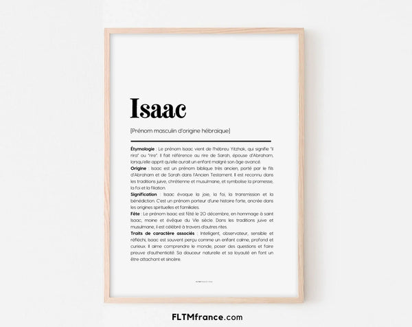 Affiche prénom Isaac à imprimer