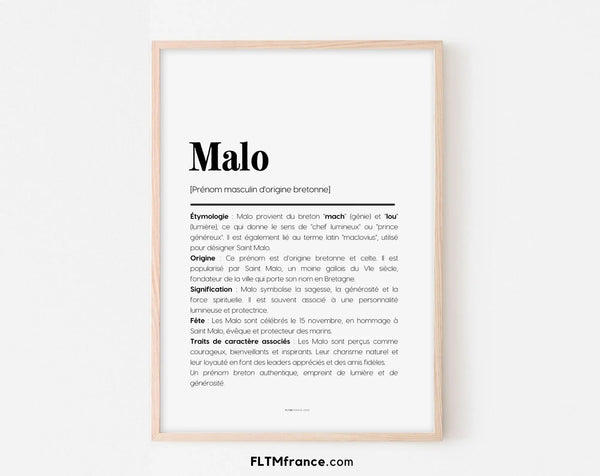 Affiche prénom Malo à imprimer