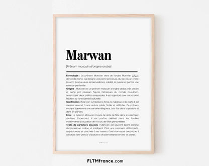 Affiche prénom Marwan à imprimer FLTM