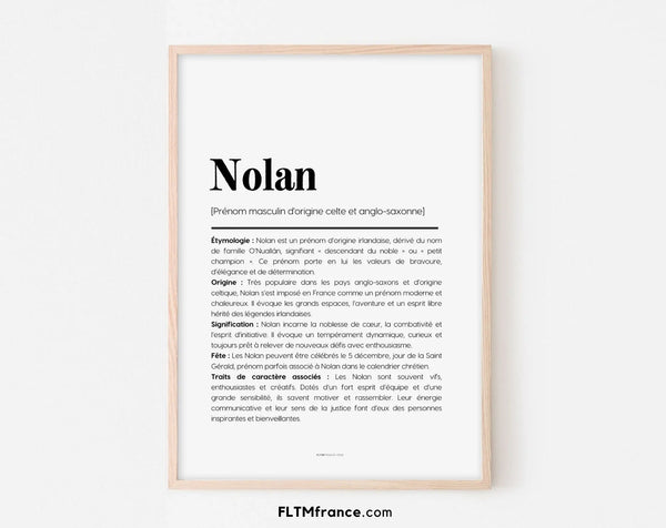 Affiche prénom Nolan à imprimer