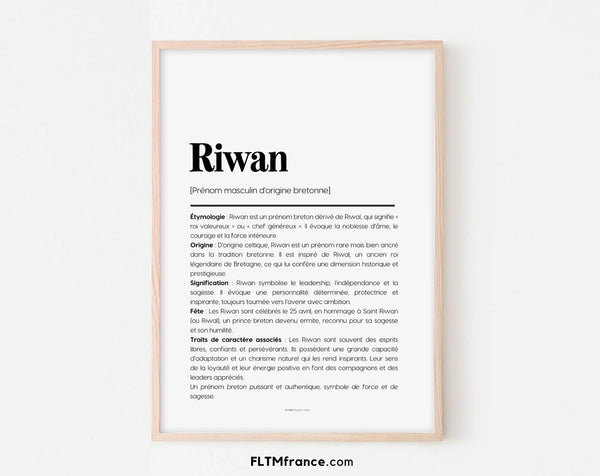 Affiche prénom Riwan à imprimer