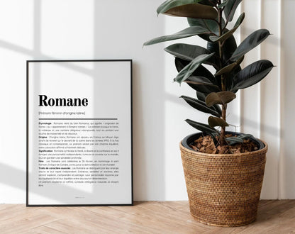 Affiche prénom Romane à imprimer FLTM