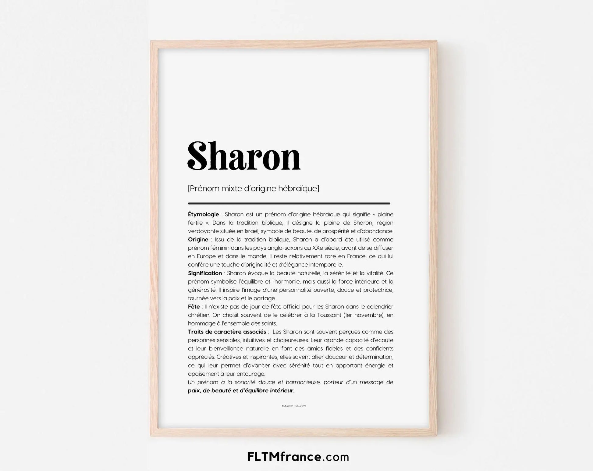 Affiche prénom Sharon à imprimer FLTM