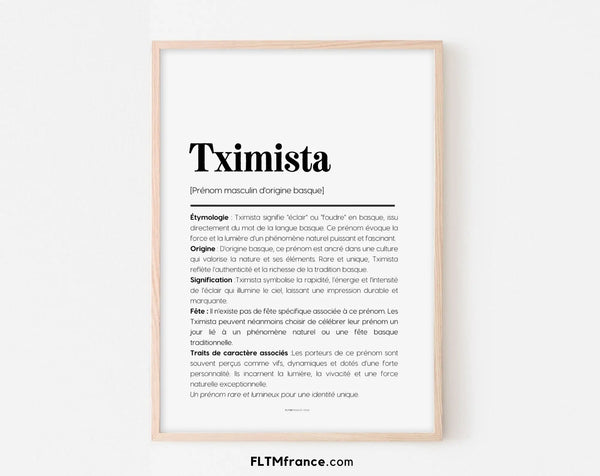 Affiche prénom Tximista à imprimer