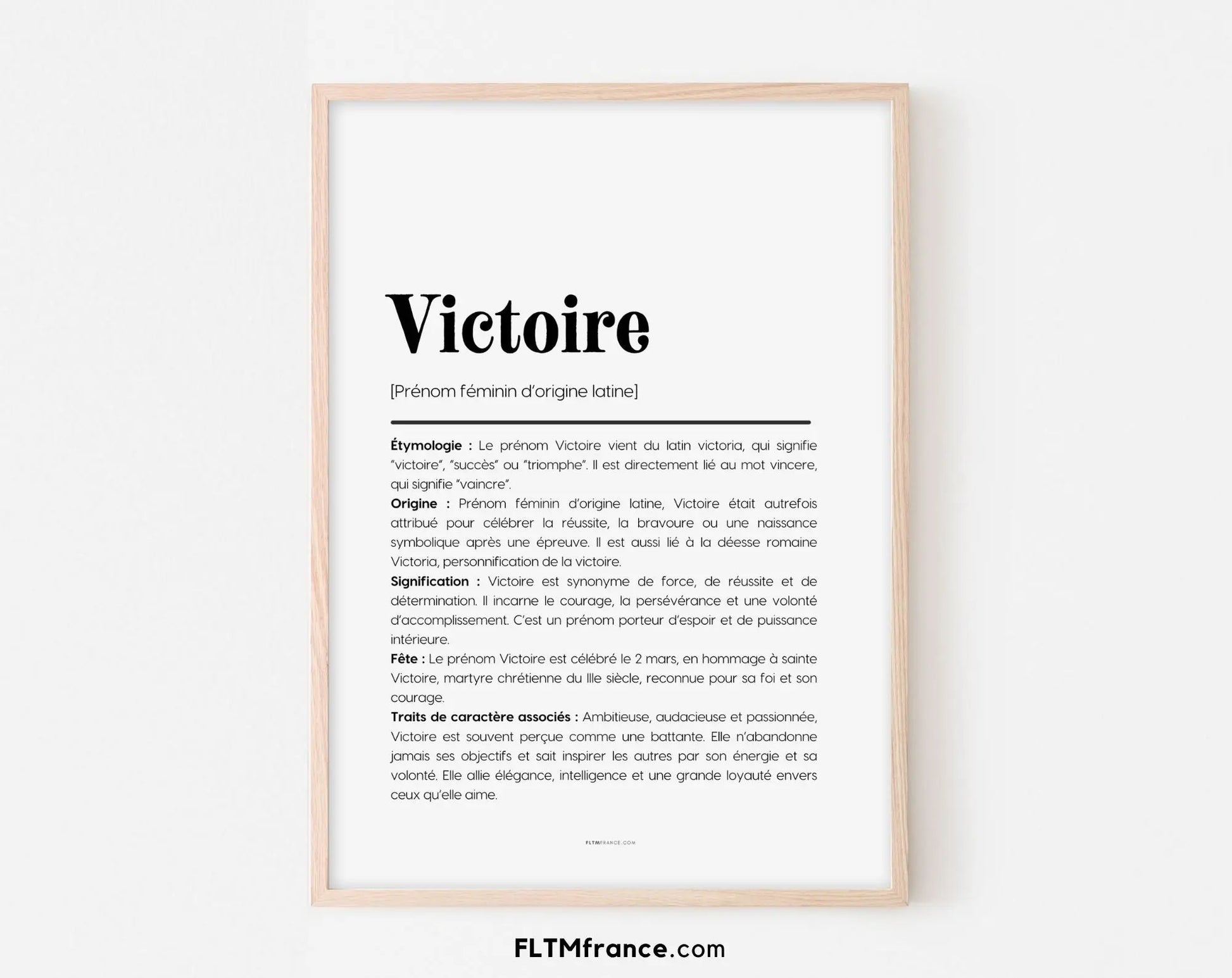 Affiche prénom Victoire à imprimer FLTM