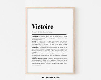 Affiche prénom Victoire à imprimer FLTM