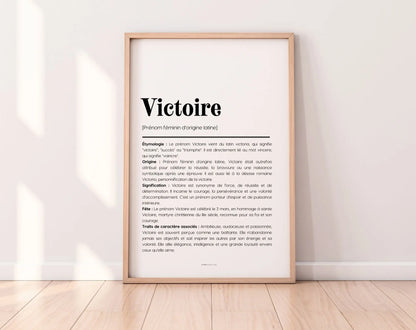 Affiche prénom Victoire à imprimer FLTM