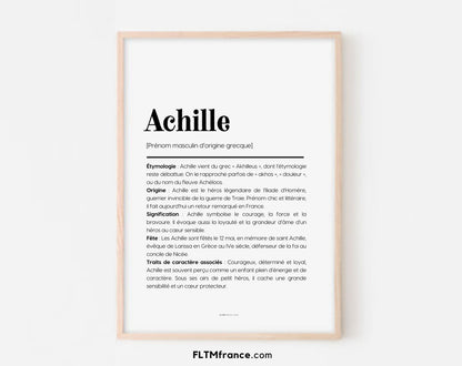 Affiche prénom Achille à imprimer FLTM