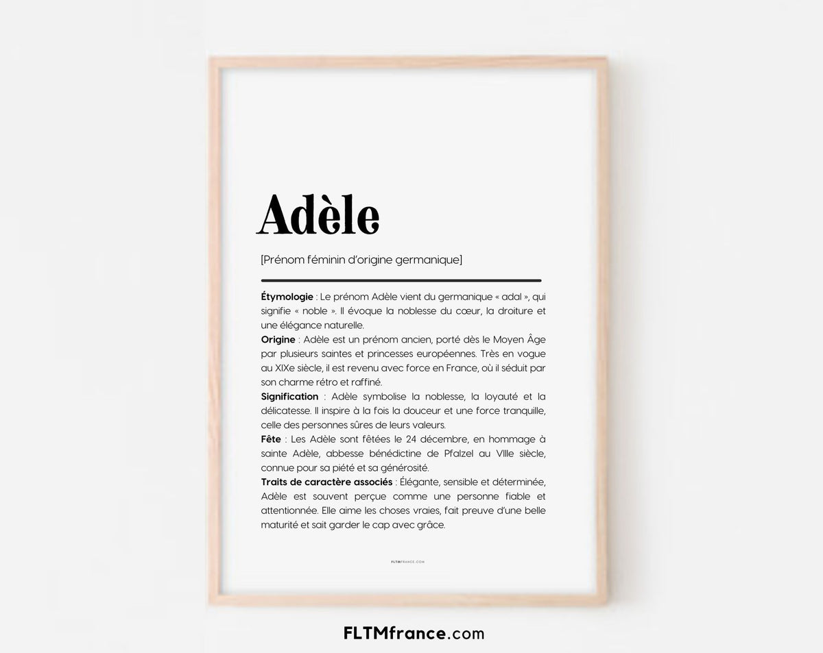Affiche prénom Adèle à imprimer FLTM